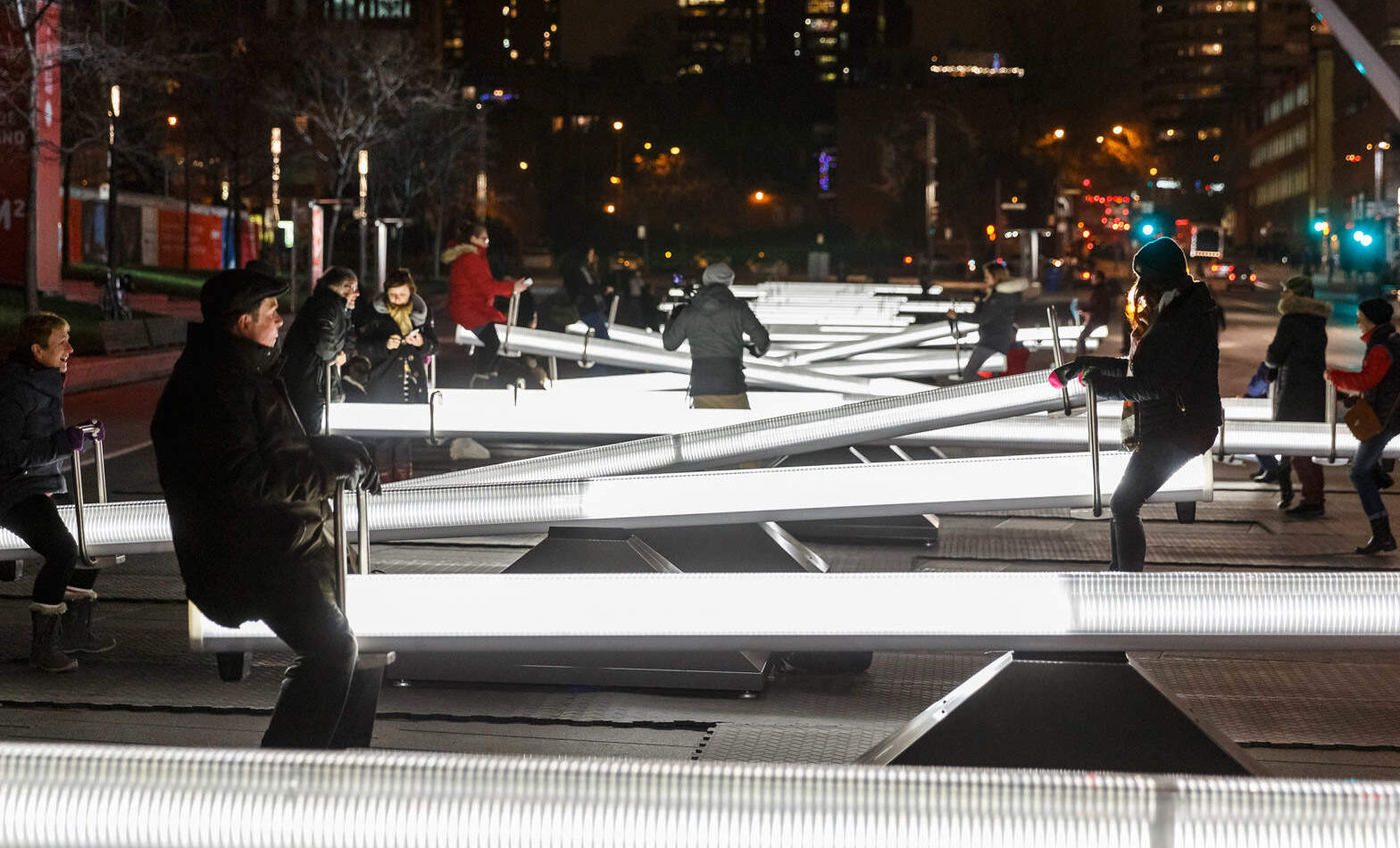 Designers create 30 glowing seesaws that produce music