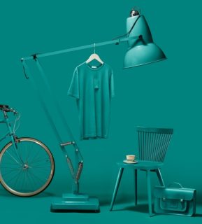 blue shirt on lamp 