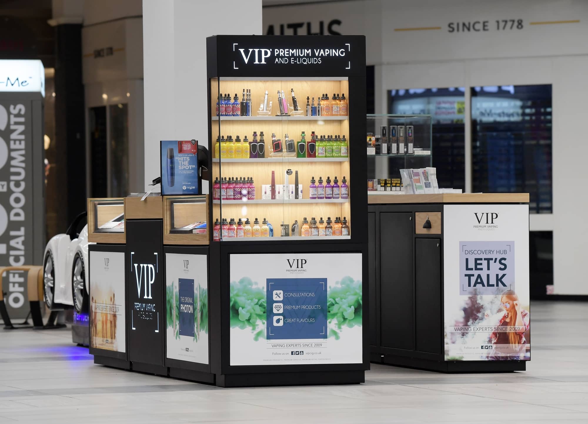 VIP Vaping Kiosk Design4Retail store installation for VIP