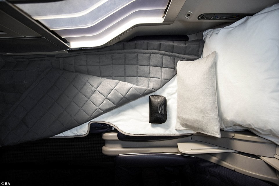 British Airways Branding on aeroplane bed