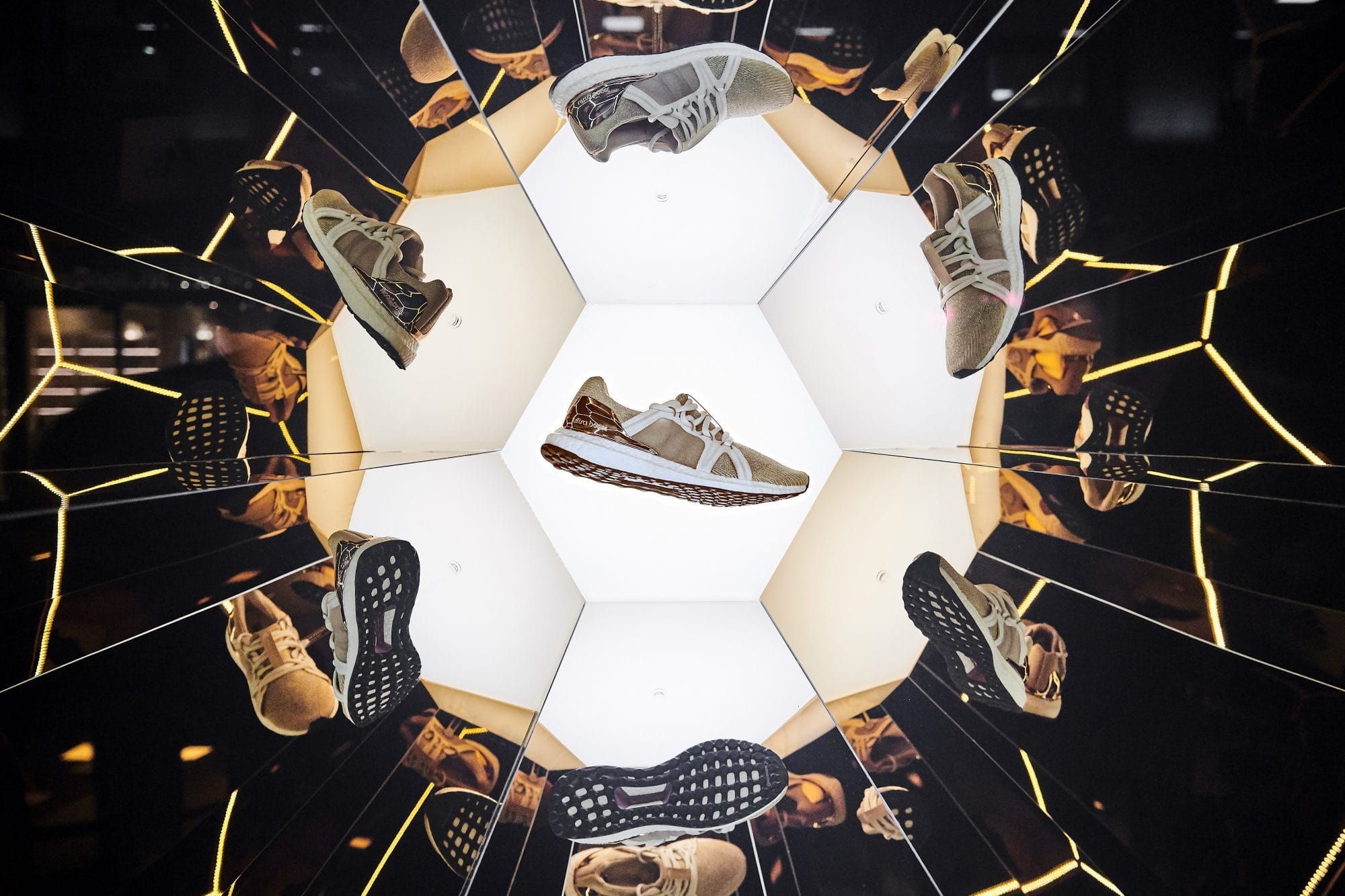 adidas: golden ultraboost - Retail Store Window Display Ideas