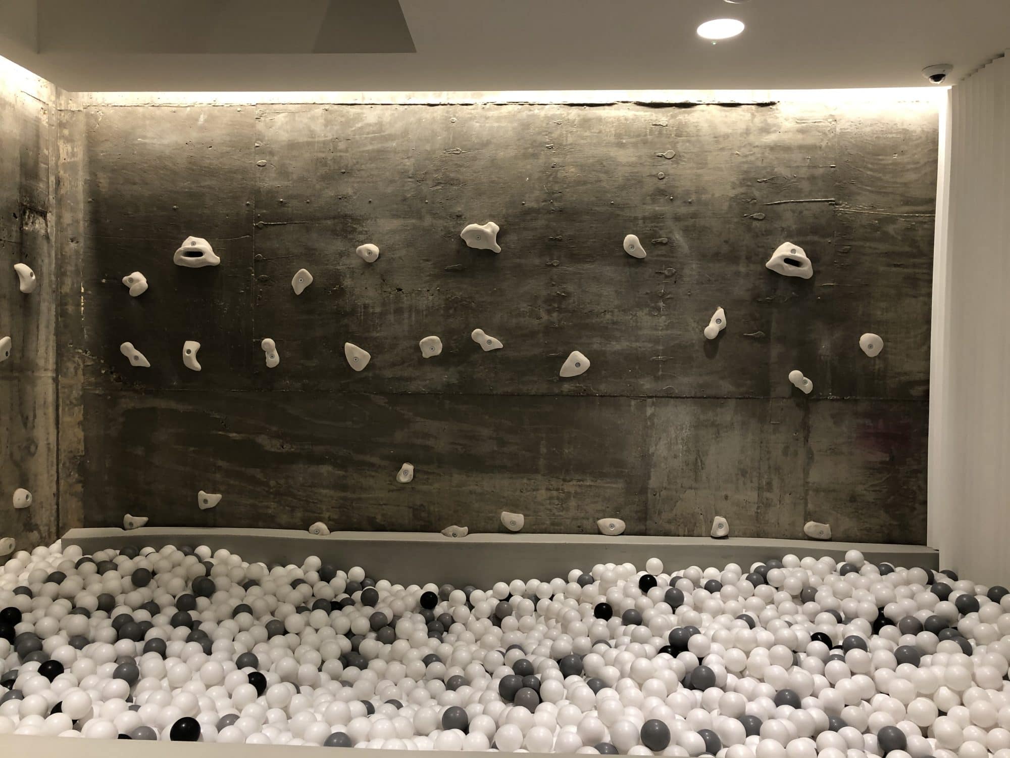 rock climbing wall in stella mccartney store