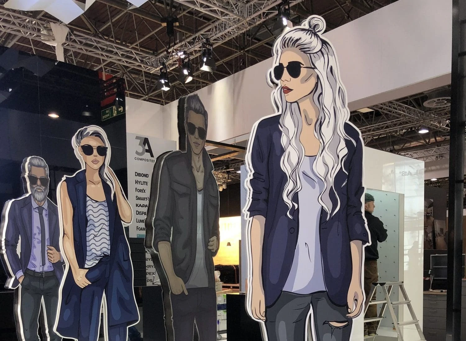 Cardboard cut outs at retail trade fair