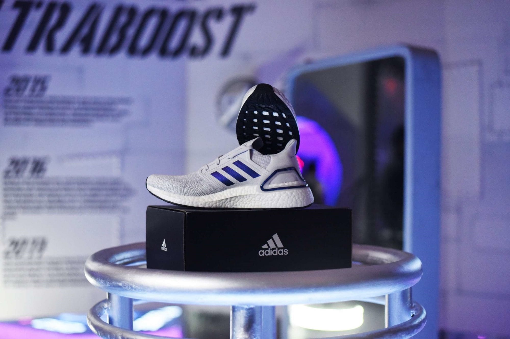 Adidas footwear on display in store