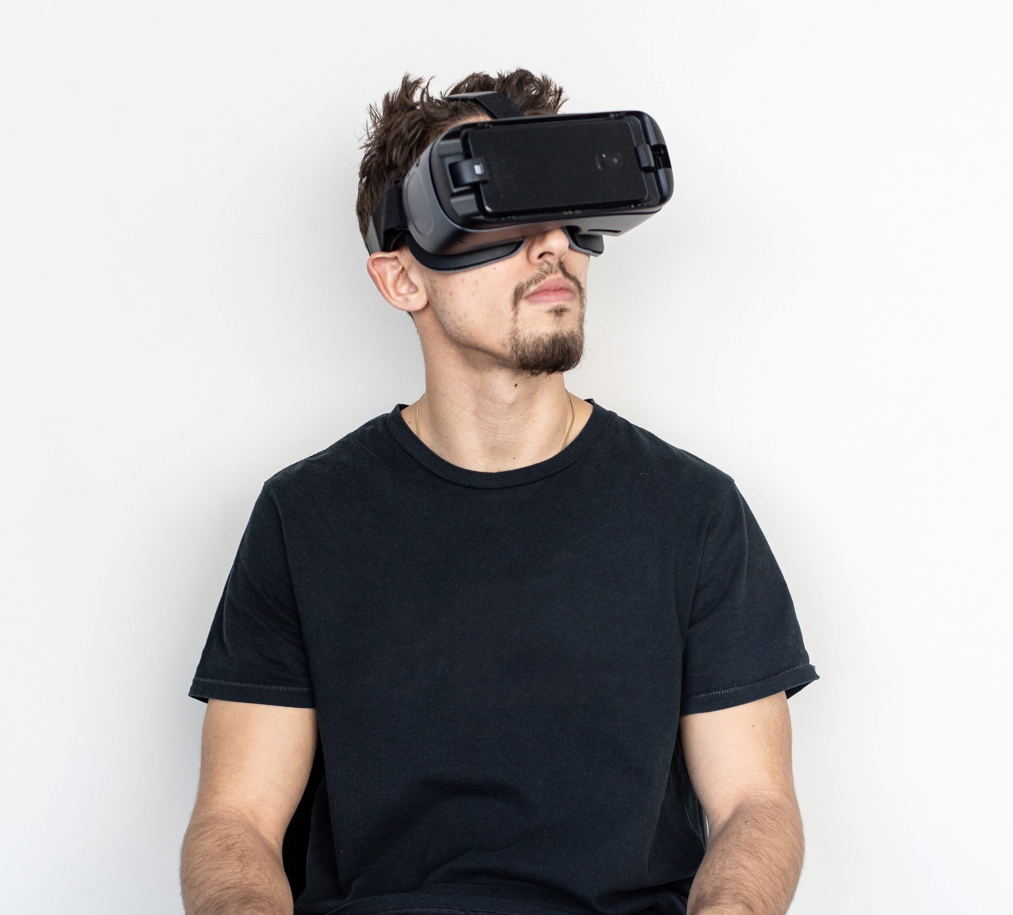 Man with a VR headset on