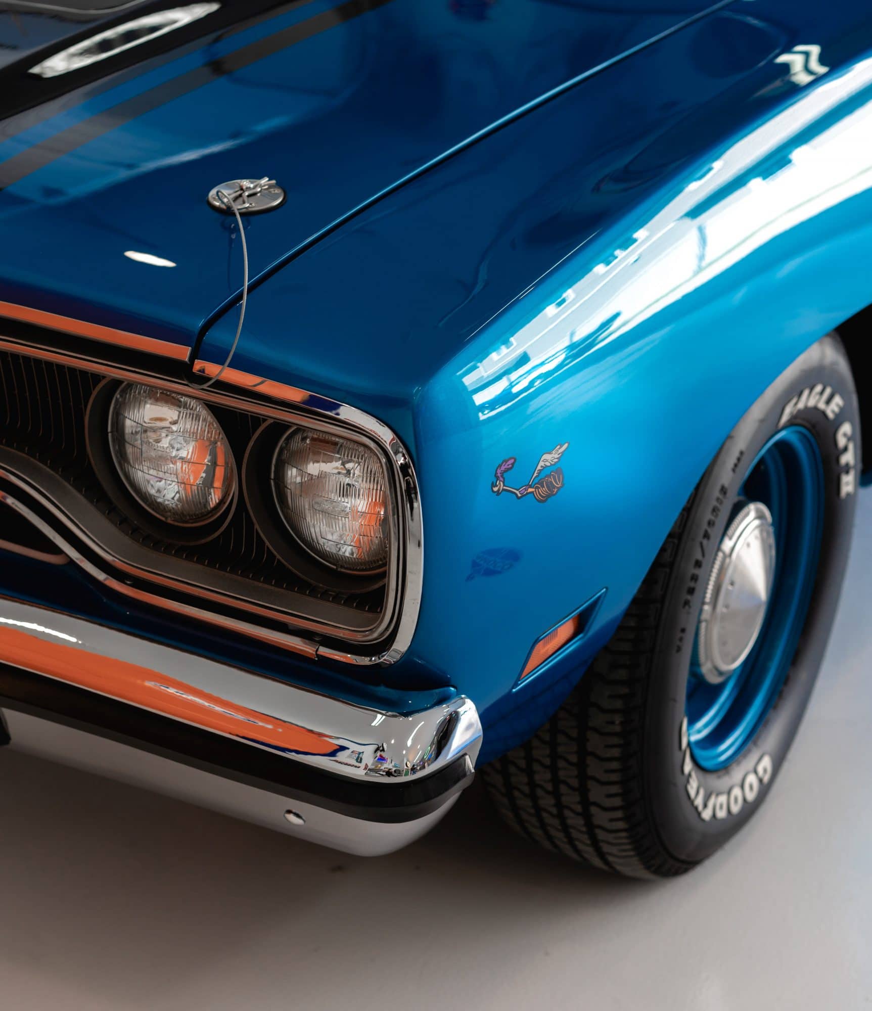 Goodyear tyre on a blue car