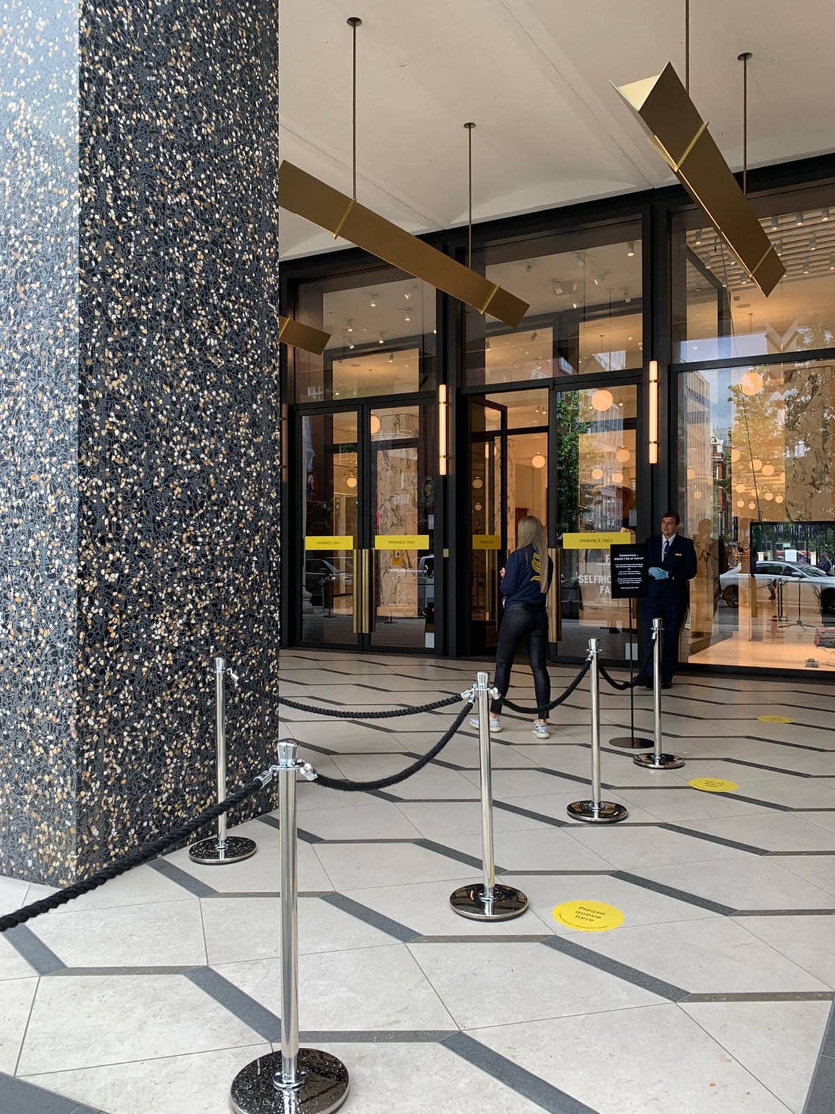 Selfridges branded social distancing entrance