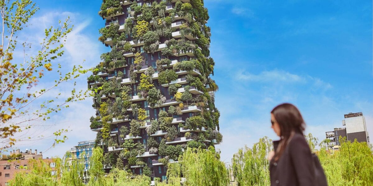 An apartment tower adorned with biophilic design